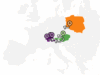 Karte von Europa mit eingezeichneten Ländern, in denen Eisberg aktiv ist, sowie die Standorte